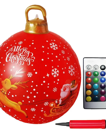 24 Inch Inflatable Christmas Balls New Years Christmas Ornaments with Lights PVC Giant Inflatable Christmas Balls Holiday Decor