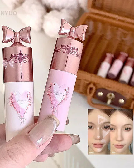 White Pink Liquid Brightening Concealer Matte Face Highlight Stick Cover Acne Spot Dark Circles Moisturizing Concealer Makeup