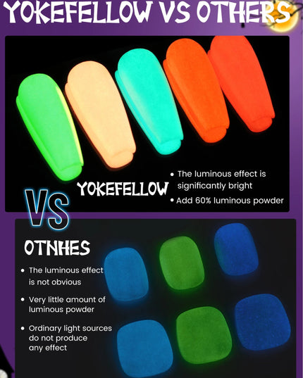 YOKEFELLOW Glow in the Dark Gel Nail Polish 10ML Orange Fluorescent Neon Luminous Gel Polish Nail Art for Halloween Women Girls