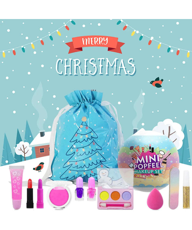 POPFEEL Christmas Surprise Makeup Mini Ball Set -10-Piece Collection with Mini Lipstick, Eyeshadow, and Nail Polish-Perfect Gift