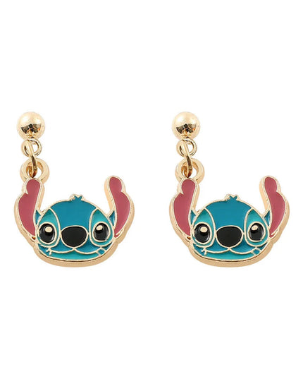 Disney-Cute Cartoon Stitch with Flower Stud Earrings for Women and Teen Girls, Lovely Ear Accessories, Jewelry Gifts for Fans