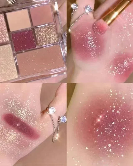 New 7 Colors Sweet Cool Smoked Eyeshadow Palette Pink-black Hot Girl Glitter Pearly Shadow Eyes Korean Makeup Pallet Cosmetics