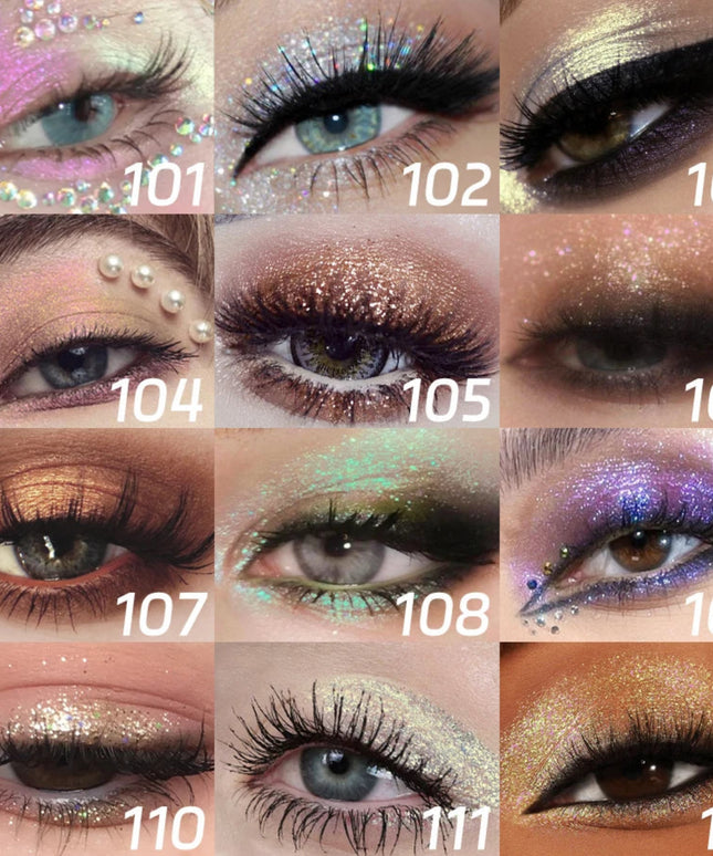 Glitter Liquid Eyeshadow, Silver Monochrome Tone, Waterproof Makeup Effect, Shimmer Pigment Eye Shadow Pallete Set