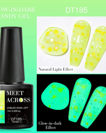 MEET ACROSS 7ml Fluorescent Neon Gel Nail Polish Sparky Semi Permanent Soak Off Nail Art UV LED Gel Varnish For Manicure