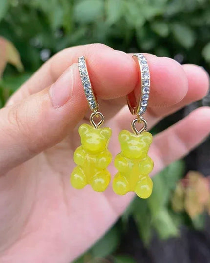 Cute Acrylic Candy Gummy Bear Dangle Earrings for Women Rainbow Bear CZ Hoop Earrings 2022 Korean Fashion Sweet Girl Jewelry