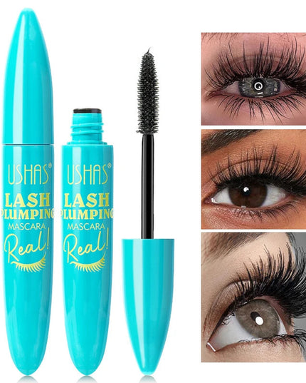 USHAS Ultra Long Lasting Mascara 4D Waterproof Mascara Liquid Fiber Mascara 360 Degree Spiral Brush Eyelashes Extension Makeup