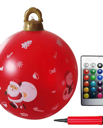 24 Inch Inflatable Christmas Balls New Years Christmas Ornaments with Lights PVC Giant Inflatable Christmas Balls Holiday Decor