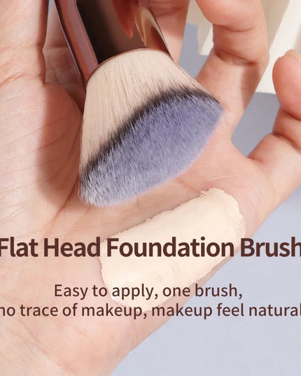 MAANGE 2PCS Foundation Makeup Brush Set Flat Angled Kabuki Powder Blush Brush For Liquid Soft Bristles Cosmetic Makeup Tools