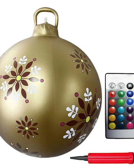 24 Inch Inflatable Christmas Balls New Years Christmas Ornaments with Lights PVC Giant Inflatable Christmas Balls Holiday Decor