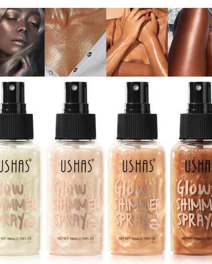 USHAS 4 Color Body Liquid Highlighter Facial Contour Brightening Makeup Long Lasting Sequin Illuminating Moisturizing Highlight