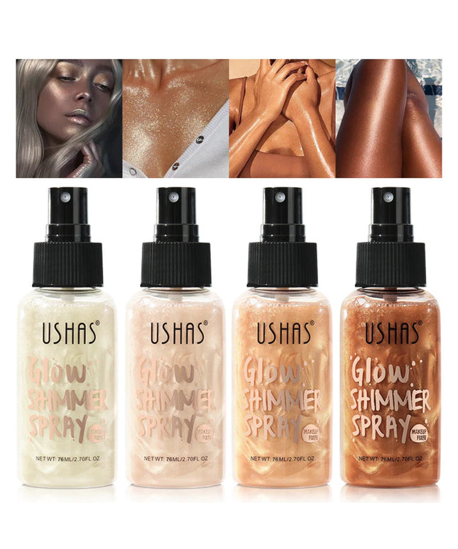 USHAS 4 Color Body Liquid Highlighter Facial Contour Brightening Makeup Long Lasting Sequin Illuminating Moisturizing Highlight