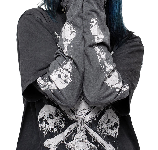Women Gothic Tops Skull Snake Print Fake Two Pieces Casual Basic Long Sleeve Shirt Fall Pullovers for Club Streetwear