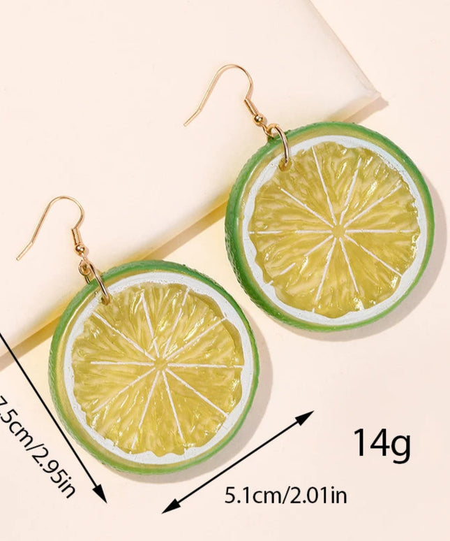 New Fashion Fruit Transparent Pearl Colored Lemon Earrings Y2k Women's Creative Jewelry