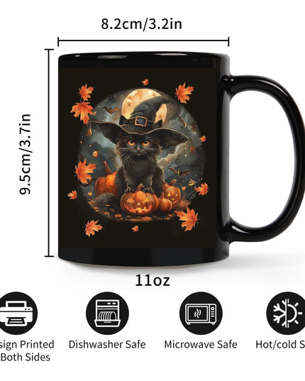 1PC, Cat Mug 11Oz ,Cat Pumpkin Coffee Mug Cat Lover Gifts For Women - Goth Mug Cat Gifts Goth Gifts For Women Men