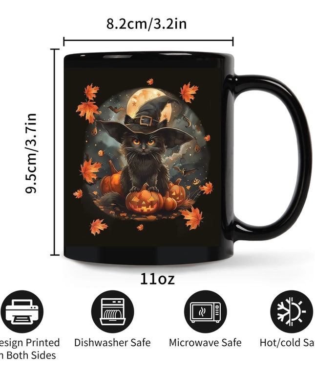 1PC, Cat Mug 11Oz ,Cat Pumpkin Coffee Mug Cat Lover Gifts For Women - Goth Mug Cat Gifts Goth Gifts For Women Men