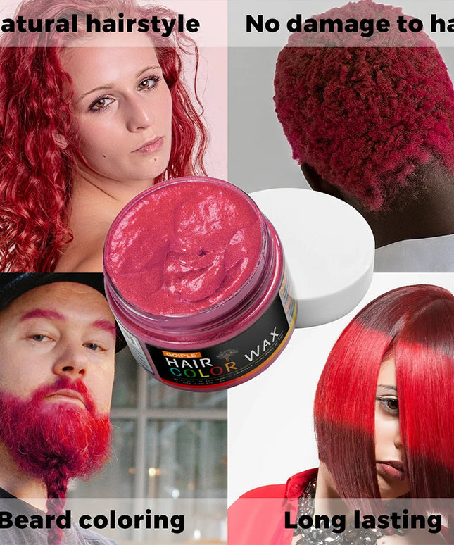 GOIPLE DIY Hairs Dyed Mud Hair Colour Wax Easy To Wash Long Lasting Dye for Eyebrow Beards Coloring Temporary Hair Colour Cream
