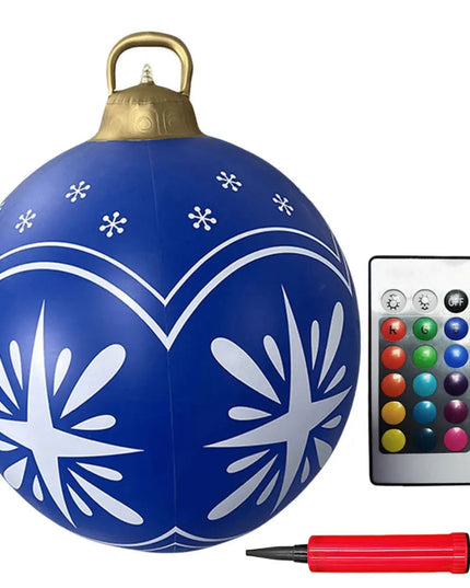24 Inch Inflatable Christmas Balls New Years Christmas Ornaments with Lights PVC Giant Inflatable Christmas Balls Holiday Decor