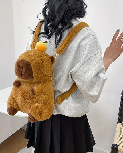 Cute Capybara Plush Backpack for Children, Gift for Girls, Cute Backpack, Playful Accessory, Soft Texture Bag,Stuffed Animals