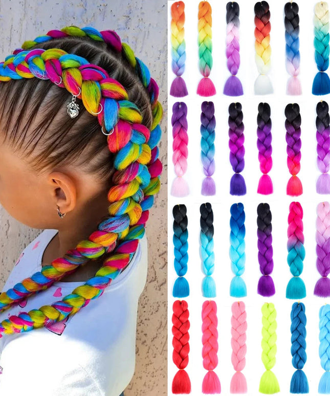 24 Inch Jumbo Braids Extensions Synthetic Braiding Hair Afro Ombre Color kanekalon Hair for Children Braid