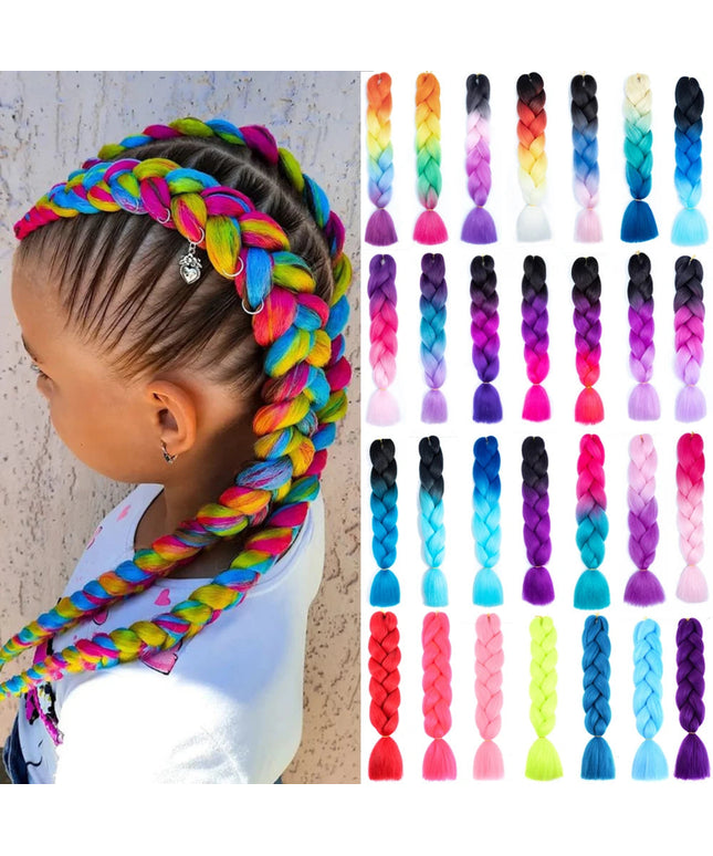 24 Inch Jumbo Braids Extensions Synthetic Braiding Hair Afro Ombre Color kanekalon Hair for Children Braid