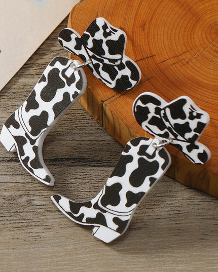 European and American acrylic cow boots Western cowboy hat Howdy Let's go girls earrings jewelry