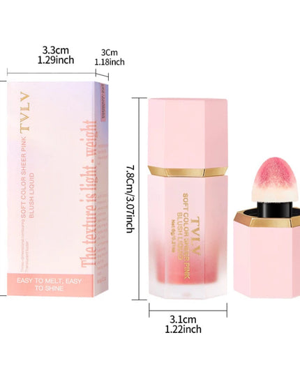 TVLV 4 Colour Matte Liquid BlushEasy to apply long lasting waterproof blush sponge brush head