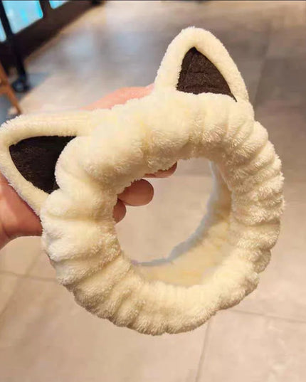 Face Wash Headband Hairband With Cat Ears Coral Fleece Cartoon Cute Creative Hair Accessories