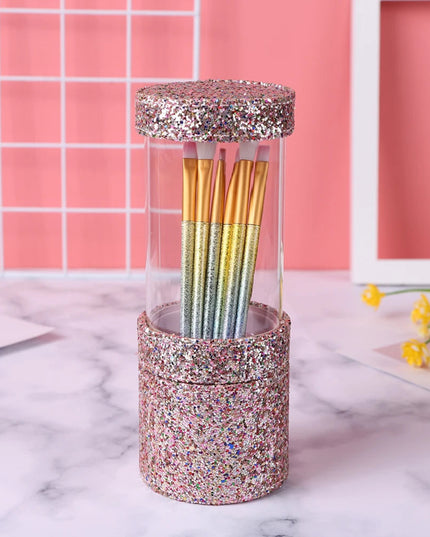 Sequins Makeup Brush Holder With Lid Visible Cosmetic Organizer Lipstick Eyebrow Pencil Holder Eye Shadow Storage Box