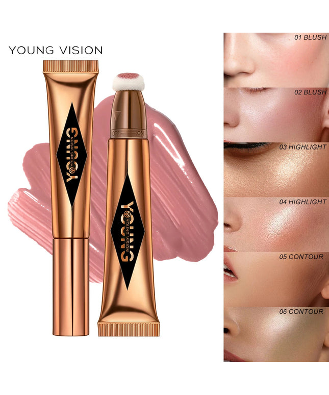 YOUNG VISION air cushion, powder blusher, high gloss stick, makeup liquid, rouge, 6 colors optional