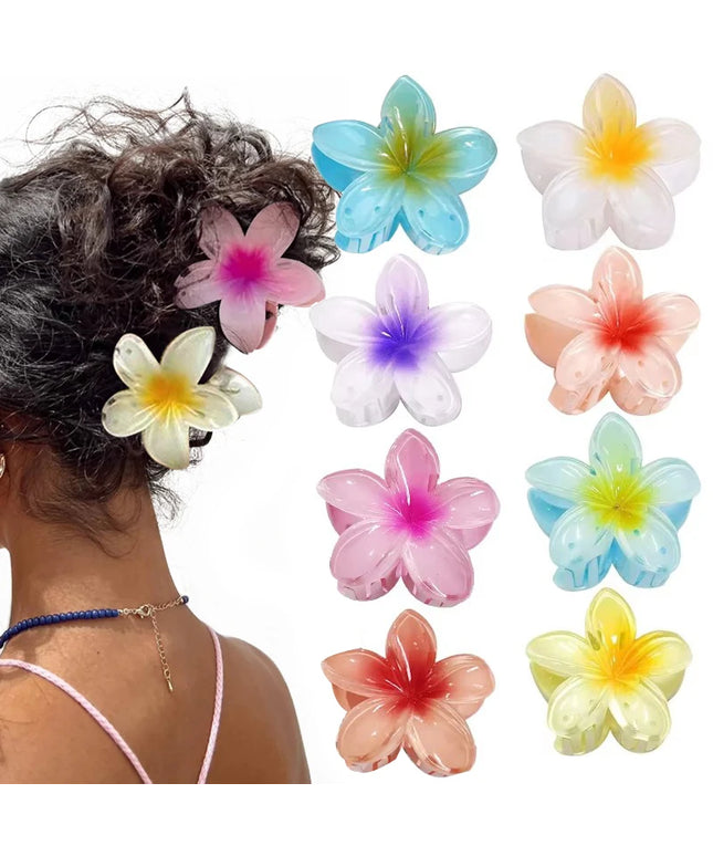 New Hawaiian Gradient Hair Clips Women Flower Hair Claws Shark Hairpins Vacation Beach Style Hairpins Hair Accessories