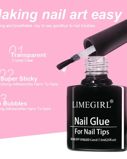 Limegirl Nail Tips Glue Gel 7.5ml uv Glue for false Nail Gel Polish Manicure Hybrid Gellac Multi-function Strong Gel Nail Polish