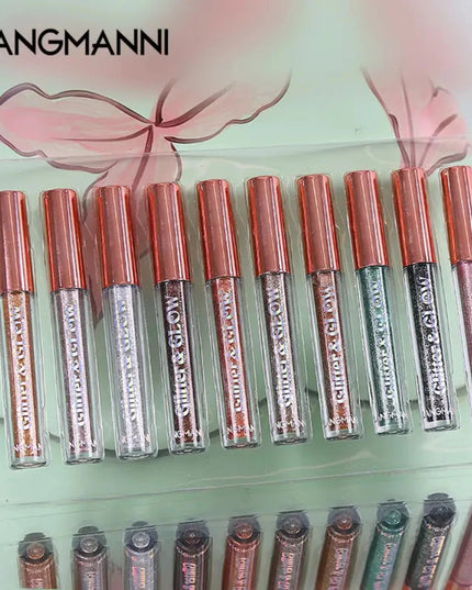 Set of 10 Sparkling Diamond Liquid Eyeshadows for a Glamorous Look