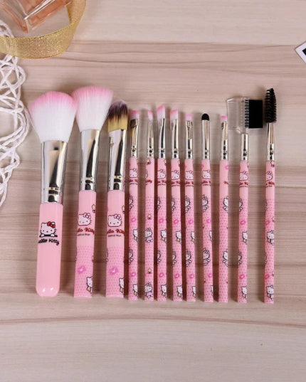 12 pieces/set Hello Kitty makeup brush cute Sanrio makeup brush artificial fiber beauty tool set girl's holiday gift