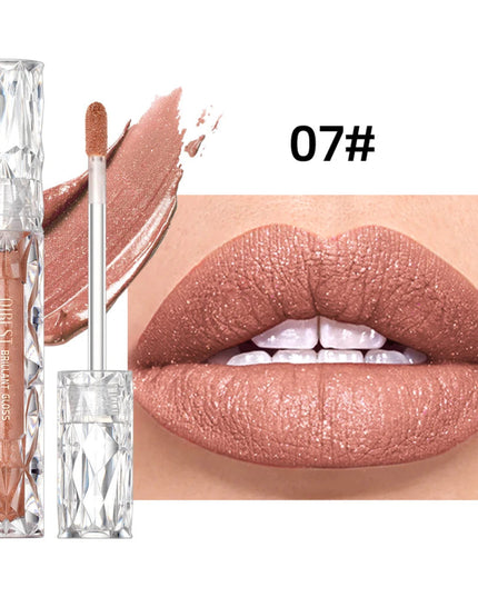 QIBEST Waterproof Diamond Shimmer Glitter Lipgloss Matte Liquid Lipstick Shiny Pearl Lip Glaze Long Lasting LipTint Women Makeup