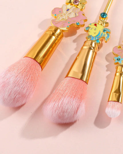 The Little Mermaid Makeup Brushes, Kawaii, Disney, Ariel, Princess, Eye Shadow, Foundation, Blush, Blending, Beauty, 3Pcs