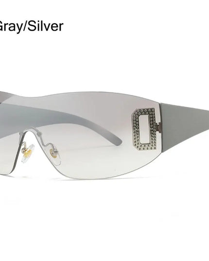 Luxury Y2K One Piece Sunglasses Women Brand Designer New Punk Sports Sun Glasses Men Goggle Shades UV400 Fashion Letter Eyewear