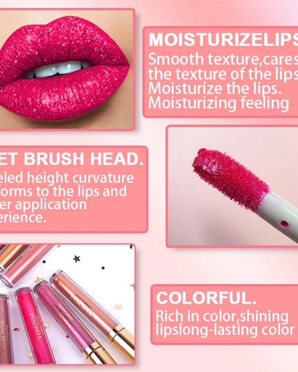 15 Color Glitter Liquid Lipsticks Shimmer Shiny Lipgloss Pearlescent Lip Tint Waterproof Long Lasting Matte Diamond Lips Glaze