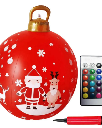 24 Inch Inflatable Christmas Balls New Years Christmas Ornaments with Lights PVC Giant Inflatable Christmas Balls Holiday Decor