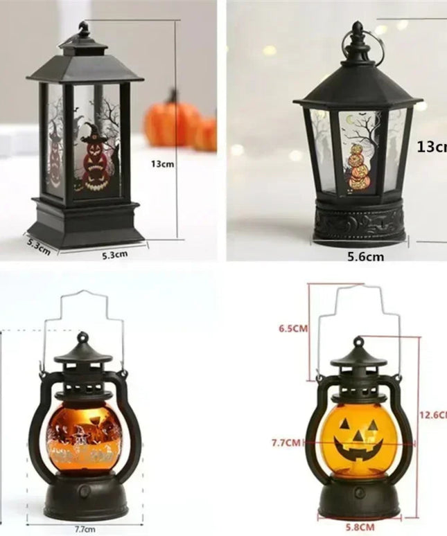 Mystical Halloween LED Lanterns Witch Castle Ghost Pumpkin Decor with Dangling Candle Lights Perfect Gift