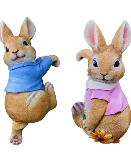Cute Rabbit Figurine Decoration Resin Landscape Crafts Craft Cute Rabbit Bunny for Garden Flowers Pot Garden Easter Decor