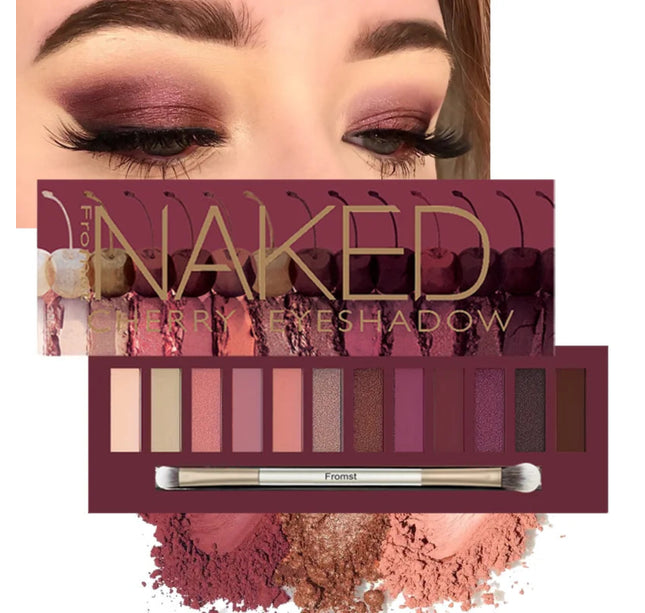 12-color eyeshadow palette, mirror packaging, pearlescent shimmer, stage makeup effect, long-lasting, easy to apply, waterproof