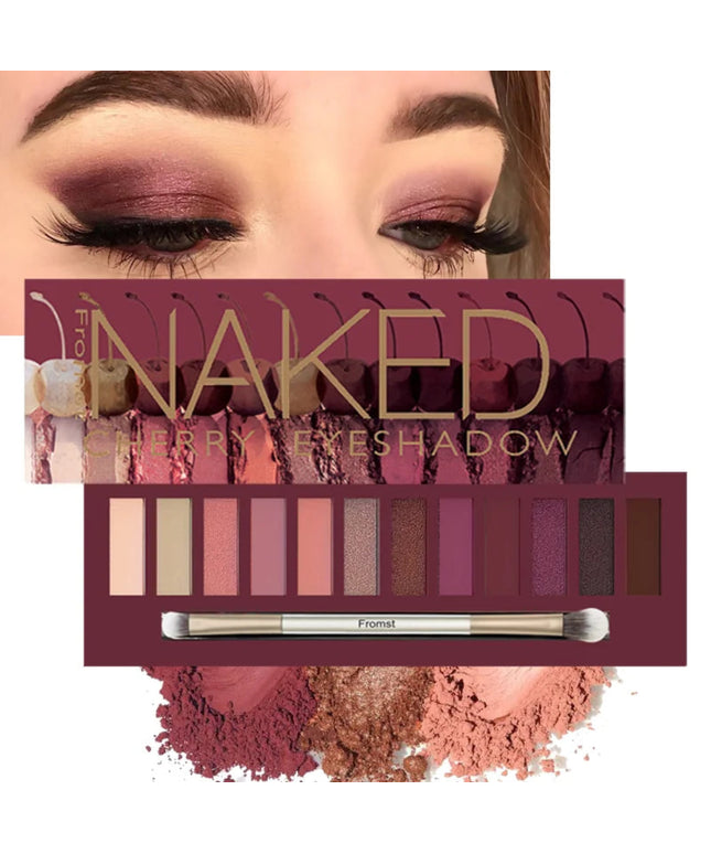 12-color eyeshadow palette, mirror packaging, pearlescent shimmer, stage makeup effect, long-lasting, easy to apply, waterproof