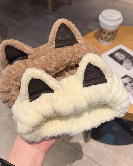 Face Wash Headband Hairband With Cat Ears Coral Fleece Cartoon Cute Creative Hair Accessories