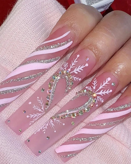 Scary Blood Skull Fake Nails Long Coffin Ballet Halloween Style False Nails 24pcs Wearable Press on Nail tips for Halloween Gift