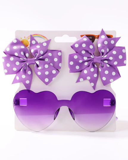 3Pcs/Pack Solid Dot Hair Bows Clip Girls Boutique Bowknot Hair Clips Kids Colorful Heart Sun Glasses Children Hair Accessories