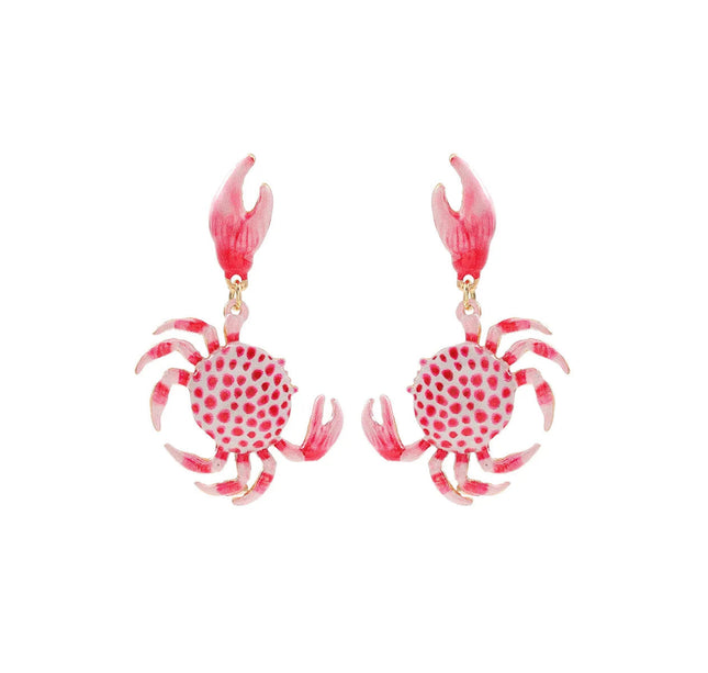 Summer Beach Ocean Leisure Style Alloy Cute Color Crab Shape Earrings Women's Fashion