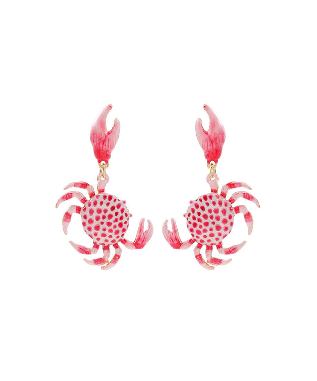 Summer Beach Ocean Leisure Style Alloy Cute Color Crab Shape Earrings Women's Fashion