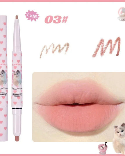 FLORTTE Lip liner Pencil Natural Matte Lip Liner Cute Animals Lipstick Pen Lasting Lipliners Korean Cosmetic  Kawaii Make Up