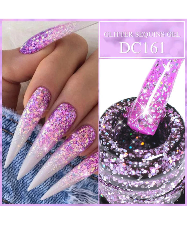 Mtssii 7ml Snowflake Gel Nail Polish Neon Fluorescent Gel Semi Permanent Pink White Snow Sequins Nails Art Design Varnish UV LED