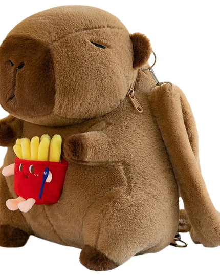 Cute Capybara Plush Backpack Funny Cartoon Capybara Shoulder Bag Student Fur Bag Plush Capybara School Bag for Kids